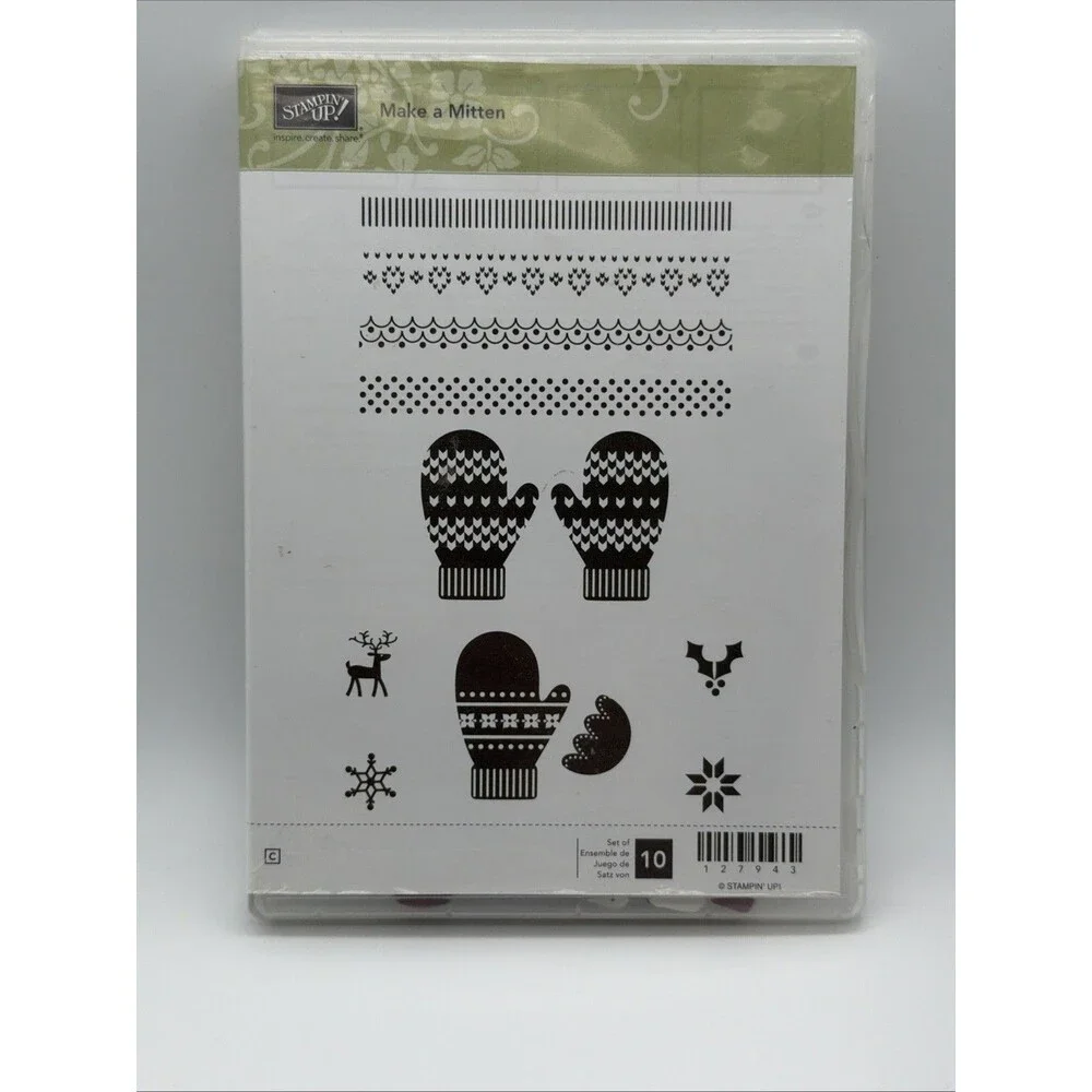 Stampin Up - MAKE A MITTEN - Rubber Stamp Set Winter